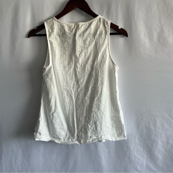 Women's White Button Front Breezy Tank Top - Picture 10 of 12